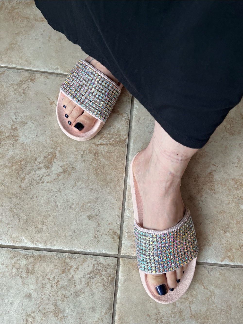 Madden NYC Women's Pink Crystal Slide Sandals 7 - Picture 13 of 15